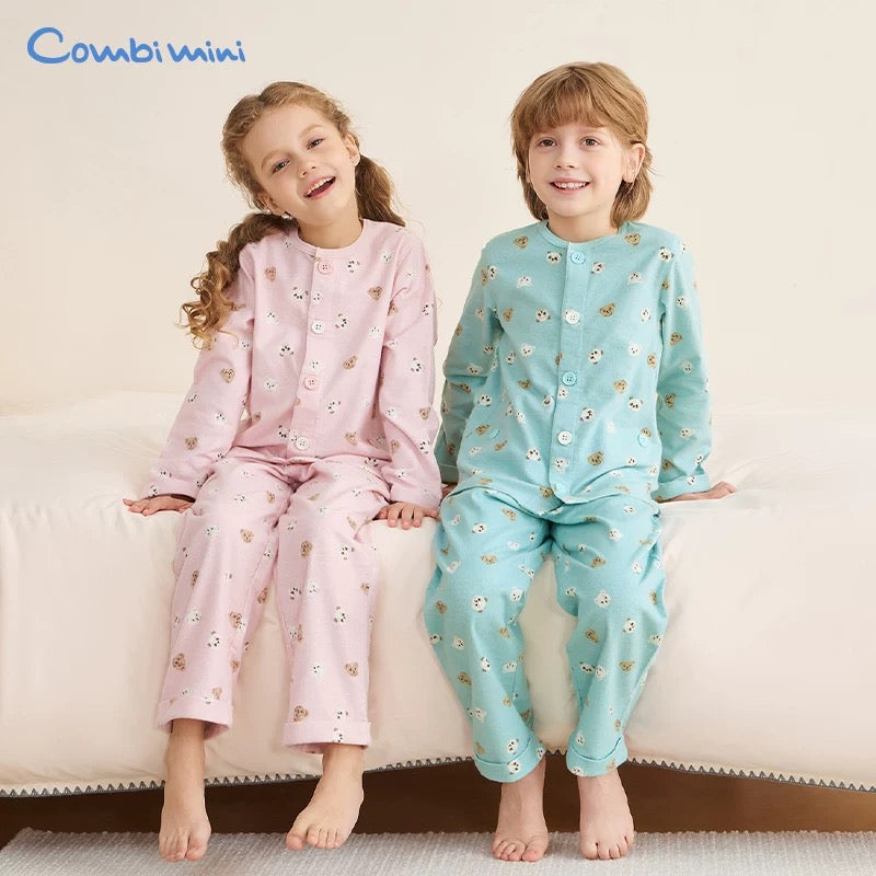 日本 combimini  2025秋冬季 磨毛小熊家居服套装