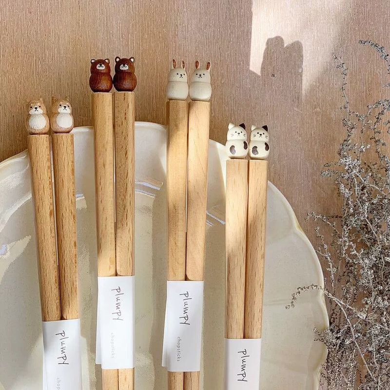 日本Plumpy动物造型天然木质筷子 日式餐具 多种动物造型可选