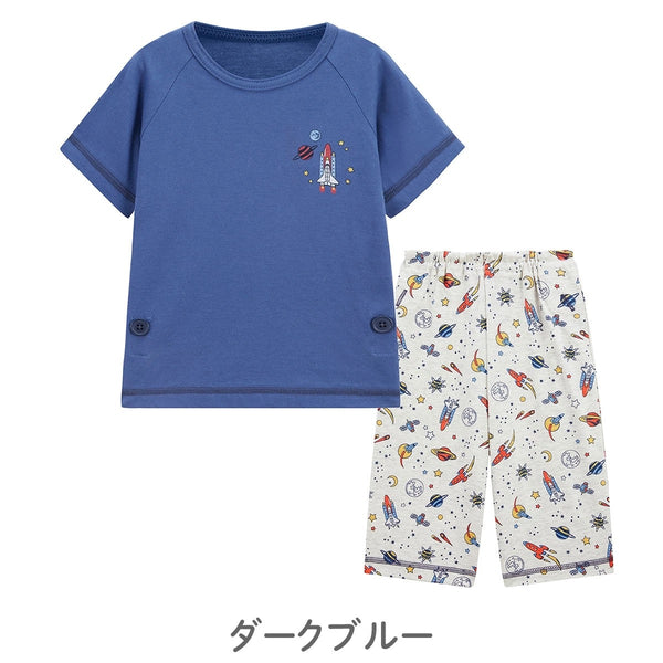 日本 combimini  新款超柔棉蓝色火箭  家居服套装