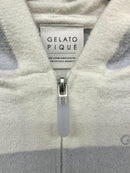 gelato pique  26春季新品 毛绒绒拉链连帽居家服 灰兰白条纹上衣  均码 超软糯质感