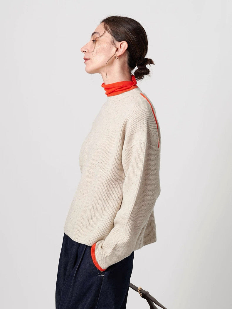 日本 beauty&youth纯羊毛撞色边针织衫 均码