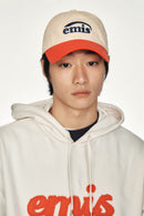 emis Duo Logo Two Tone Ball Cap Beige 韩国 emis 拼色棒球帽  米色拼红色 双层刺绣标