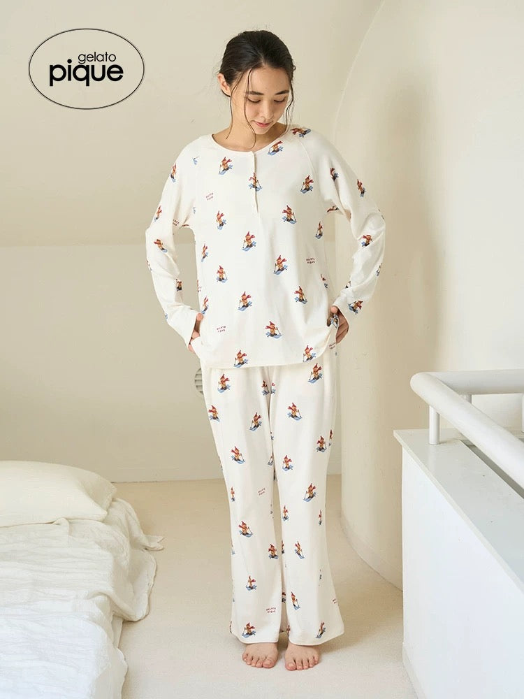 gelato pique 25秋冬新品  滑雪小熊满印长袖套装