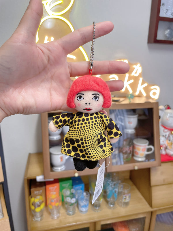 日本 草间弥生YAYOI KUSAMA 人形波点钥匙扣 包包挂饰 毛绒玩具挂件