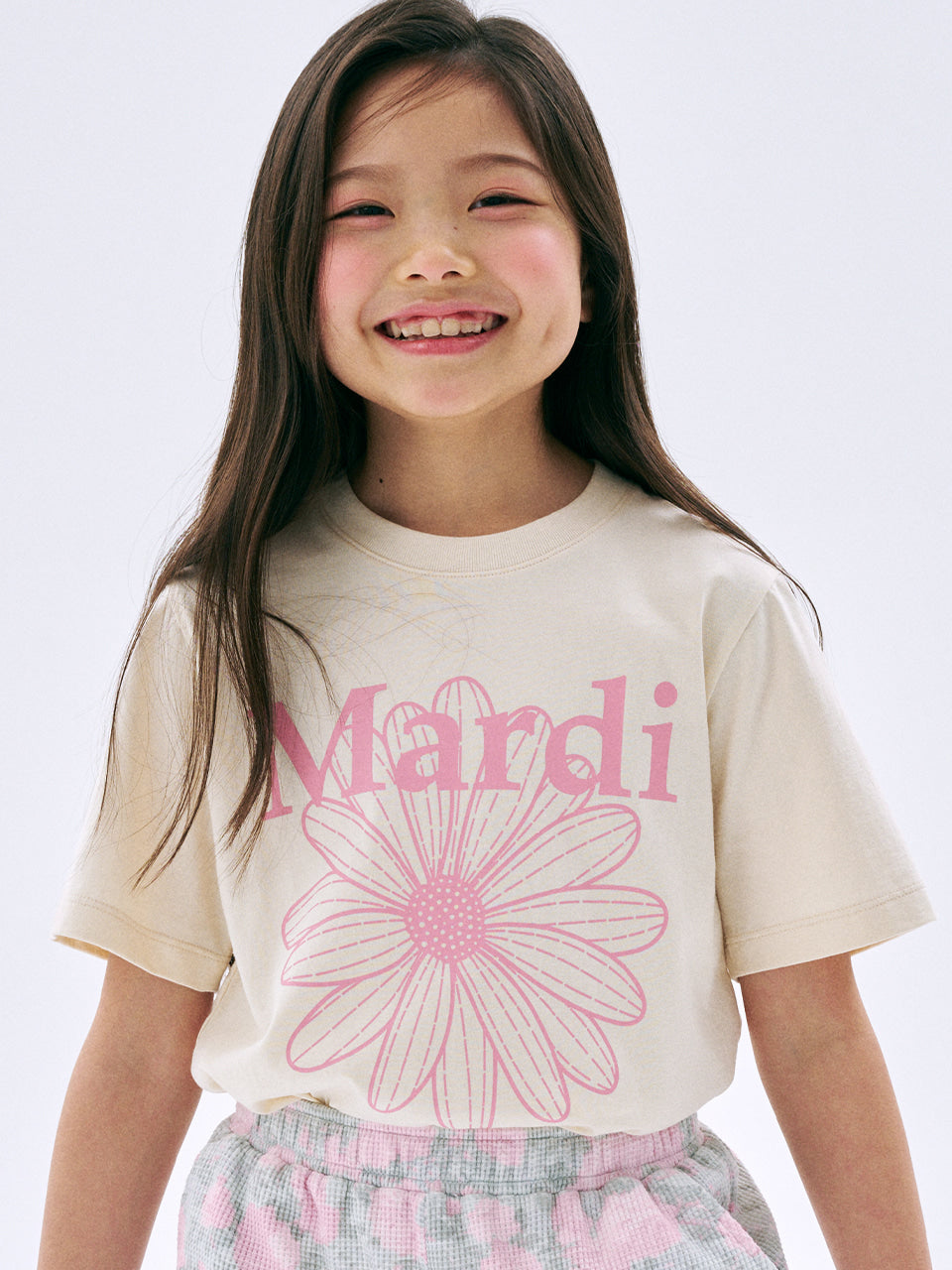 Mardi Mercredi Kids Tshirt FlowerMardi Butter Indipink 韩国 儿童纯棉T恤 雏菊印花T恤 奶油黄豆沙粉