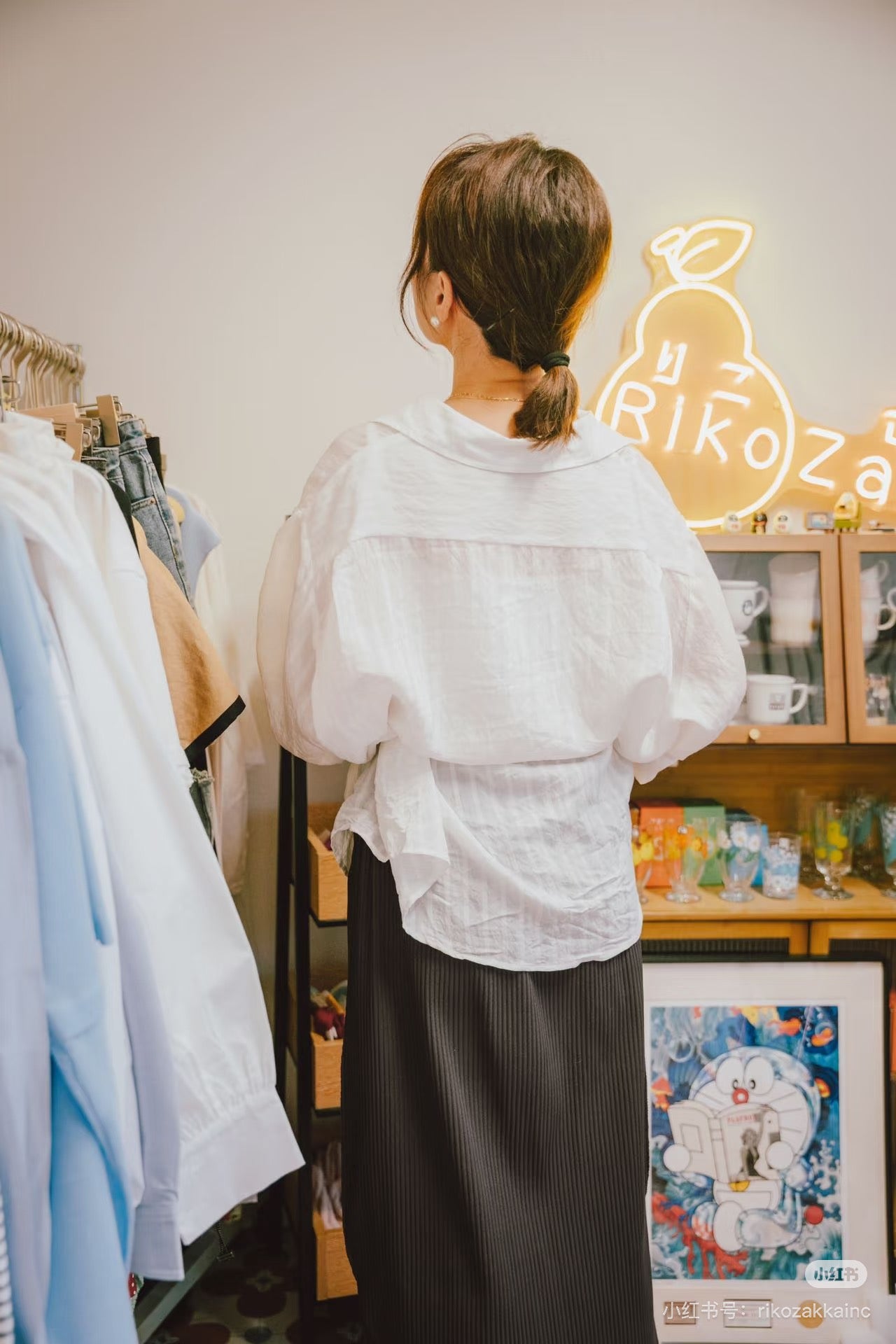 【Riko's collection】白色条纹天丝长袖防晒衬衫