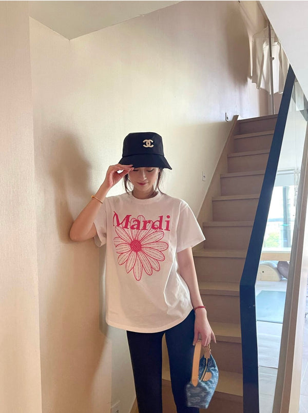 韩国 Mardi Mercredi 小雏菊  短袖 T恤 宽松韩系休闲纯棉上衣女