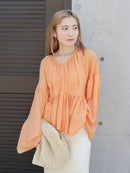 日本ungrid春季新品 褶皱 V领设计宽松短上衣
