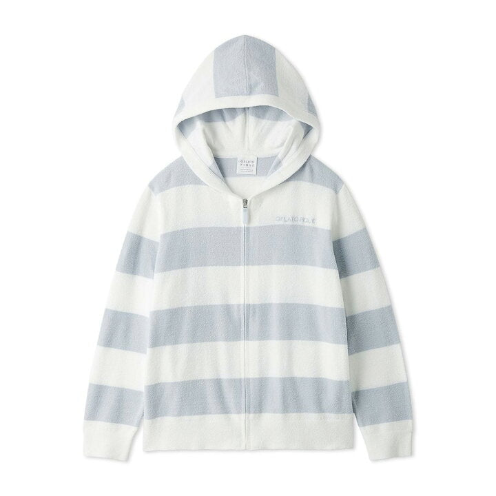 gelato pique Ice Cream Series Zip Hoodies 26冰淇淋系列 毛绒绒拉链连帽居家服 灰兰白条纹上衣  均码 超软糯质感
