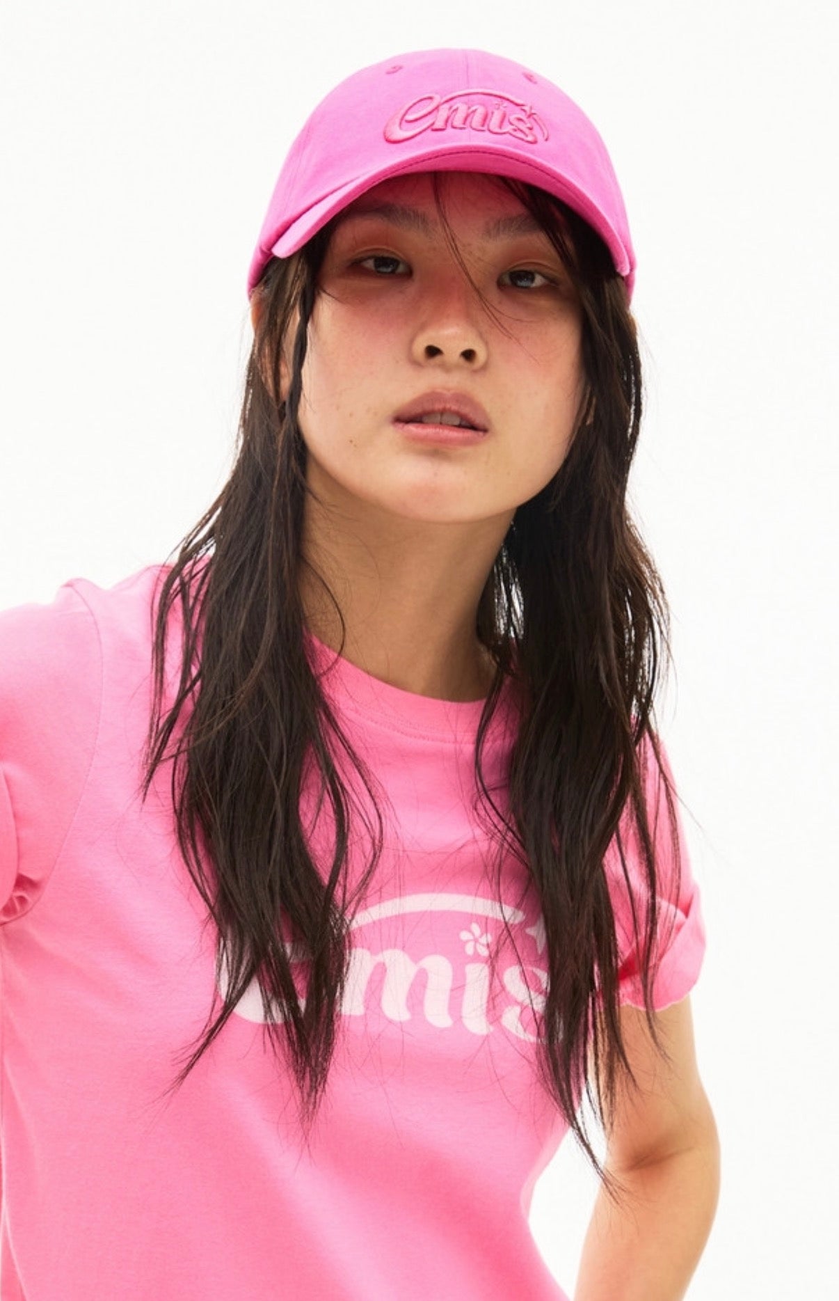 emis Halo Logo Ball Cap Hot Pink 韩国 emis 星星刺绣棒球帽 芭比粉