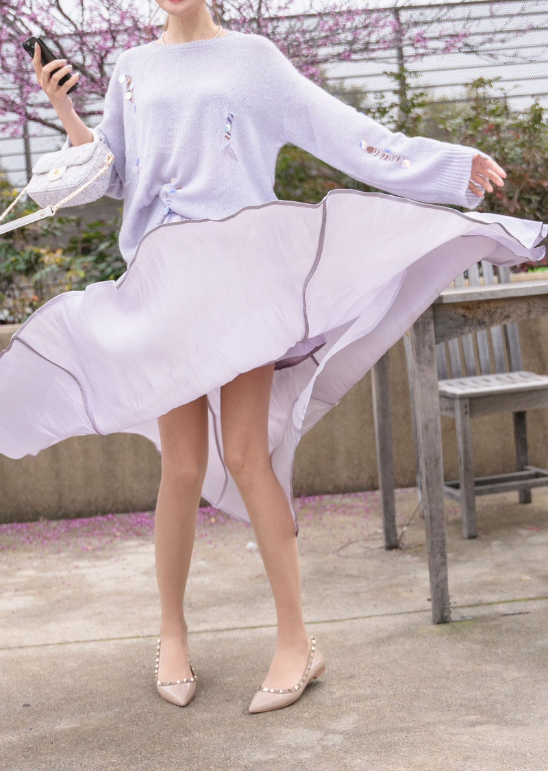 【Riko's collection】马海毛紫色亮片针织毛衣➕紫色大裙摆半裙（梨子一身穿的都是S）