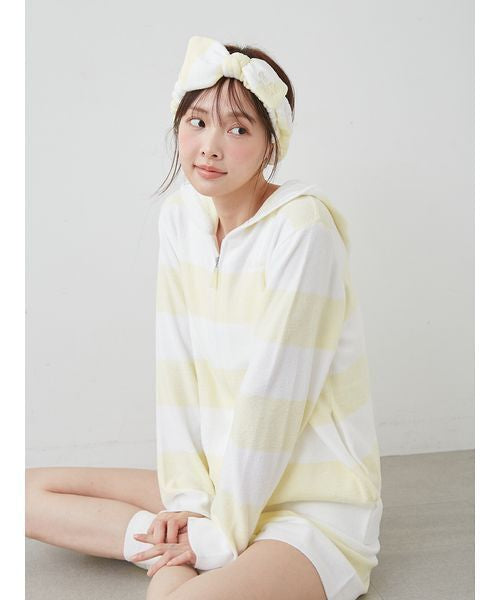gelato pique Ice Cream Series Zip Hoodies 26冰淇淋系列 毛绒绒拉链连帽居家服 黄白条纹上衣  均码 超软糯质感