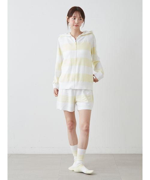gelato pique Ice Cream Series Zip Hoodies 26冰淇淋系列 毛绒绒拉链连帽居家服 黄白条纹上衣  均码 超软糯质感
