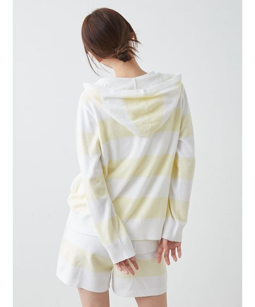 gelato pique Ice Cream Series Zip Hoodies 26冰淇淋系列 毛绒绒拉链连帽居家服 黄白条纹上衣  均码 超软糯质感