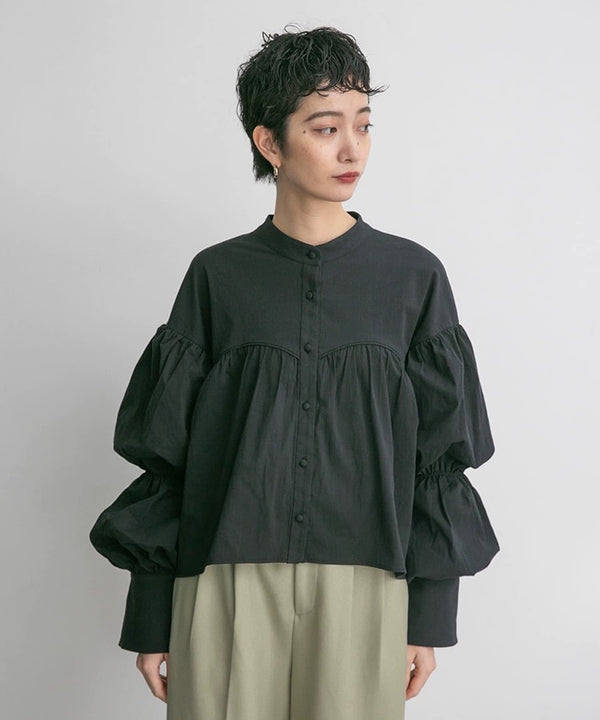 【Riko's collection】圆领泡泡袖上衣 均码 两色可选（模特身高166/100斤）