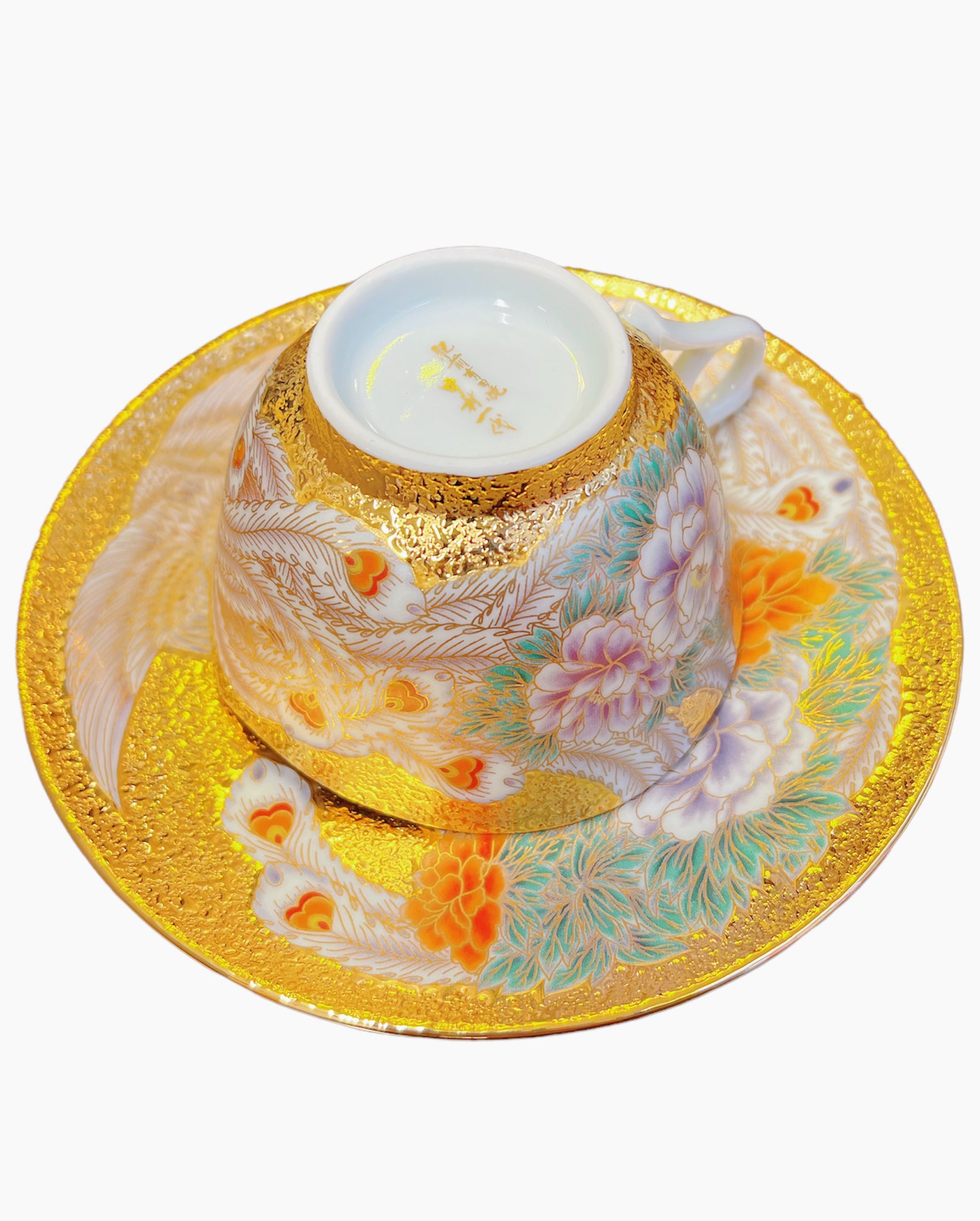 日本有田烧 江口天童作手绘 金彩凤凰 咖啡杯 红茶杯 礼盒装