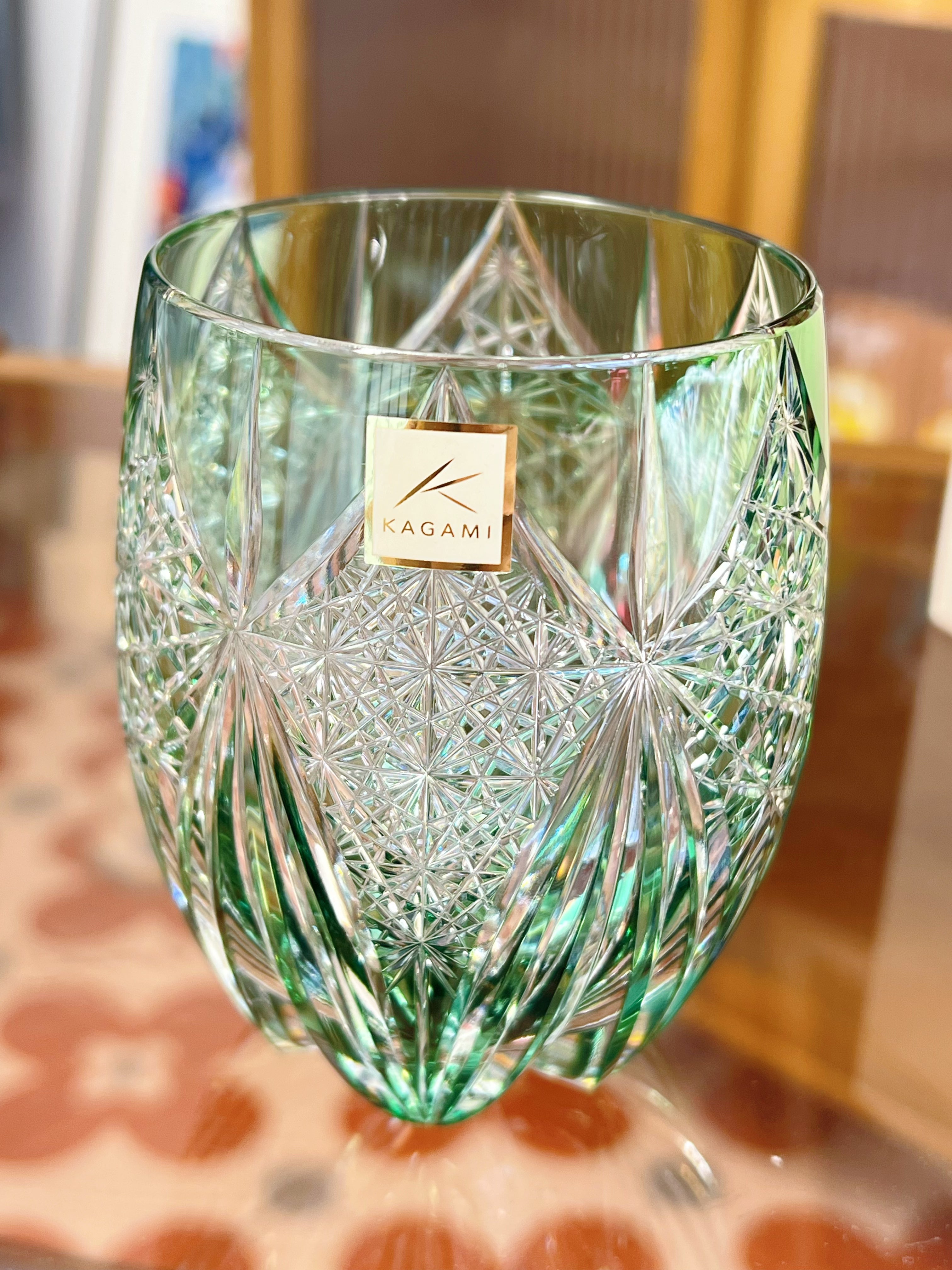 日本KAGAMI 江户切子 伝統工芸士  威士忌酒杯 T428-3006CGR 320ml