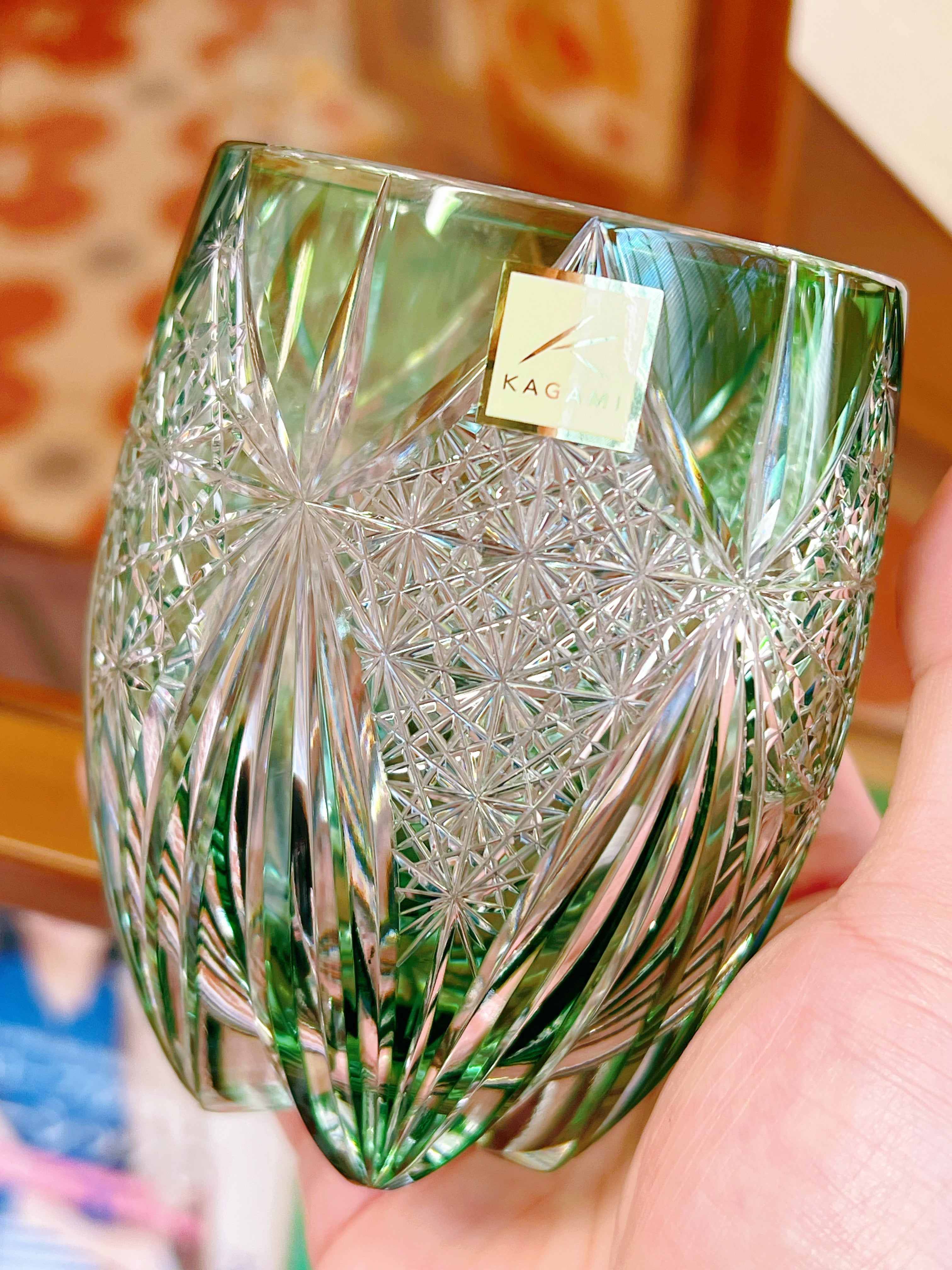 日本KAGAMI 江户切子 伝統工芸士  威士忌酒杯 T428-3006CGR 320ml