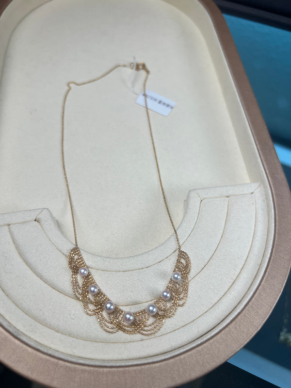 #RZ328，蕾丝款珍珠项链，总长约46cm 抽拉扣 长度可调节