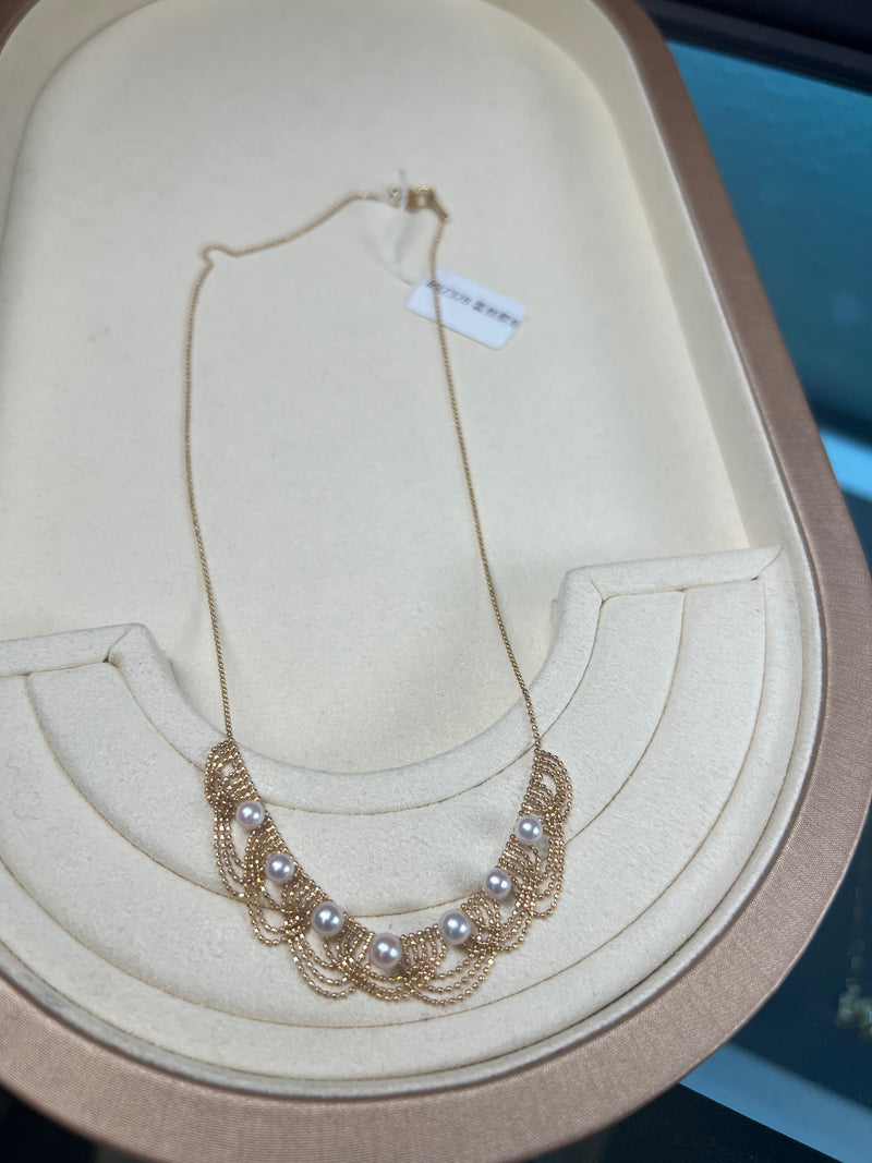 #RZ328，蕾丝款珍珠项链，总长约46cm 抽拉扣 长度可调节