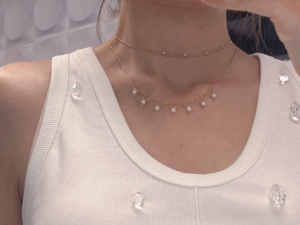 #RZ324，蕾丝款珍珠项链，akoya珍珠约5mm