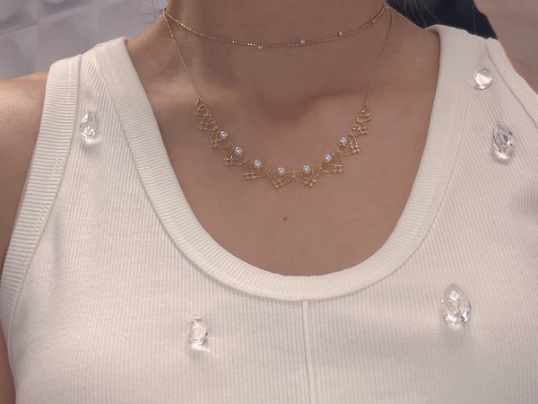 #RZ326，蕾丝款珍珠项链