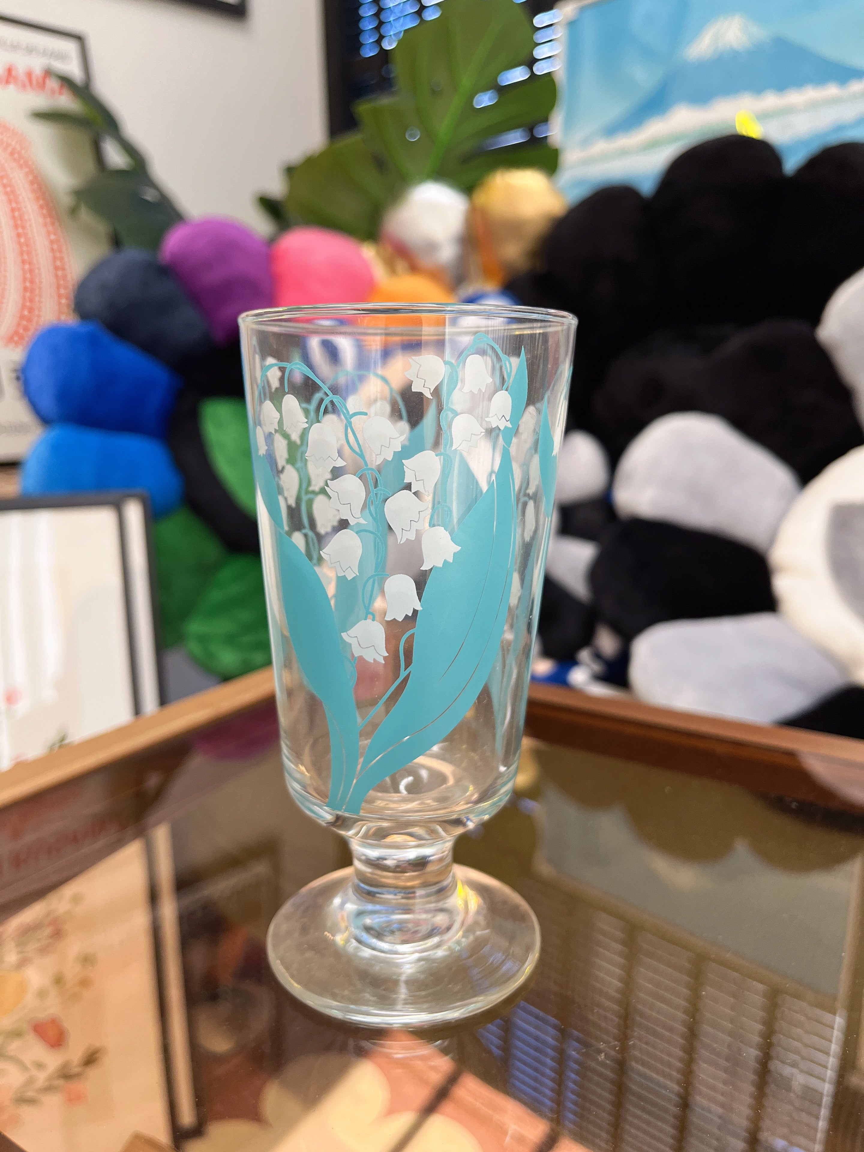 日本昭和复古风玻璃杯 蓝玲花/南湘梨