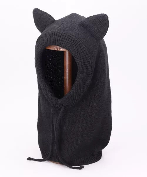 日本CA4LA  秋冬羊毛混纺 猫耳帽 均码 black/white