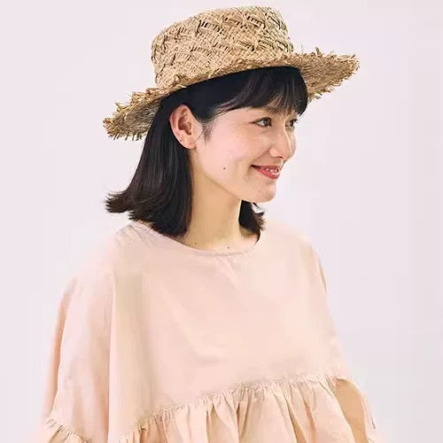 日本CA4LA  春夏氛围感 拉菲草镂空编织草帽 均码 natural