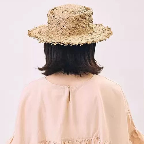 日本CA4LA  春夏氛围感 拉菲草镂空编织草帽 均码 natural