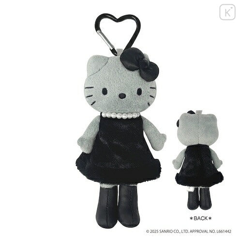 日本 SANRIO 三丽鸥 NIC 黑灰系列长腿 kitty挂件 爱心扣