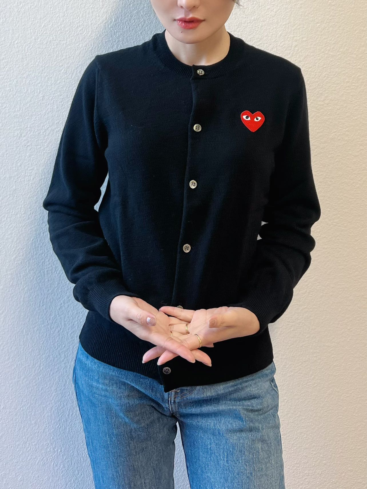 COMME des GARÇONS 川久保玲 羊毛衫/开衫 100%羊毛 【黑色红心】【模特🍐（166/100斤）穿的是女士L】（男女同款）