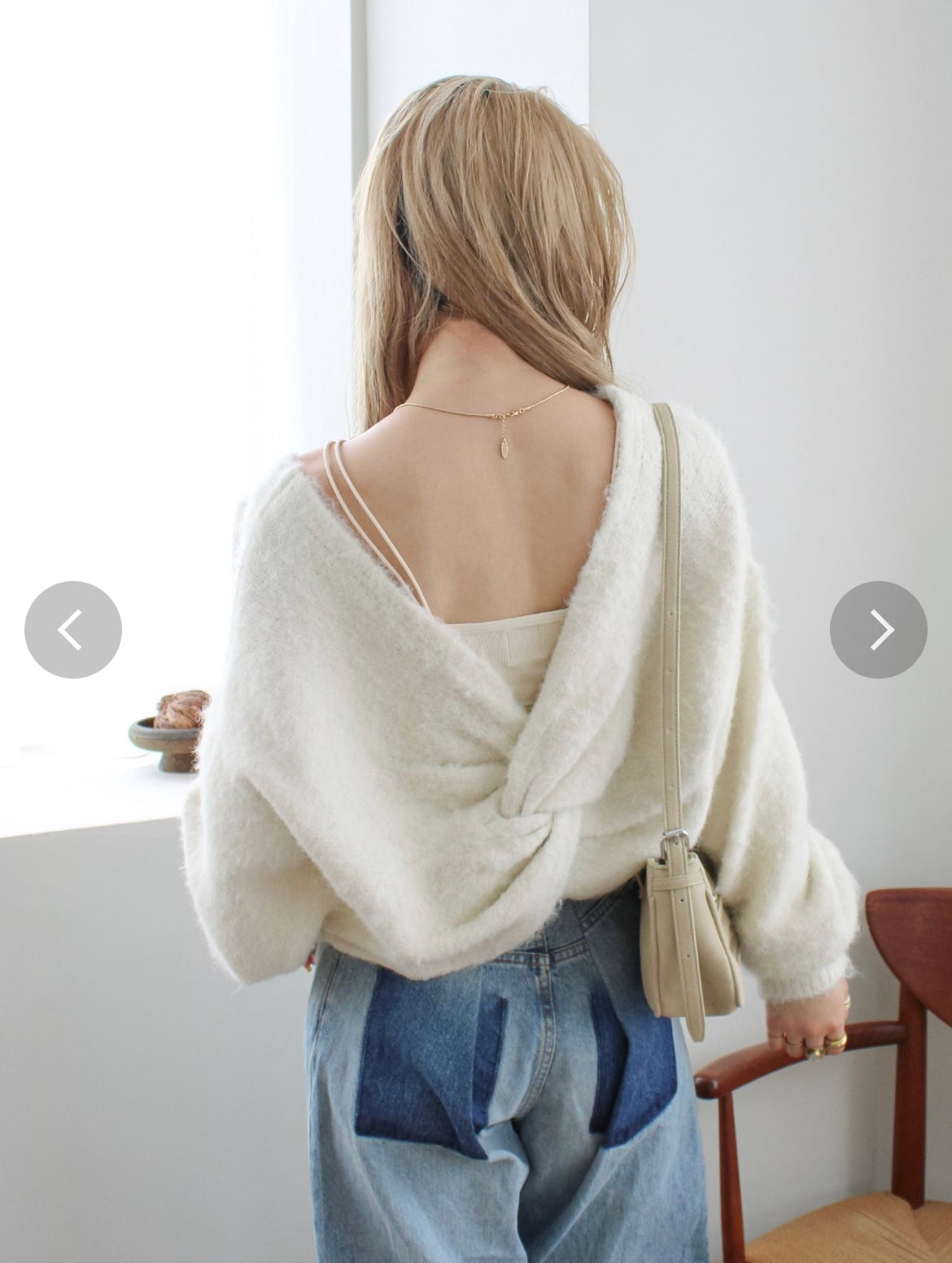 日本ungrid 秋冬新品 露背叠穿针织衫 均码 白色/红黑花色