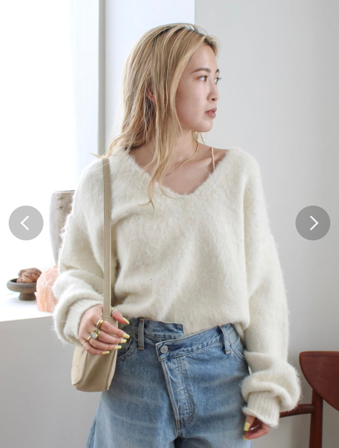 日本ungrid 秋冬新品 露背叠穿针织衫 均码 白色/红黑花色