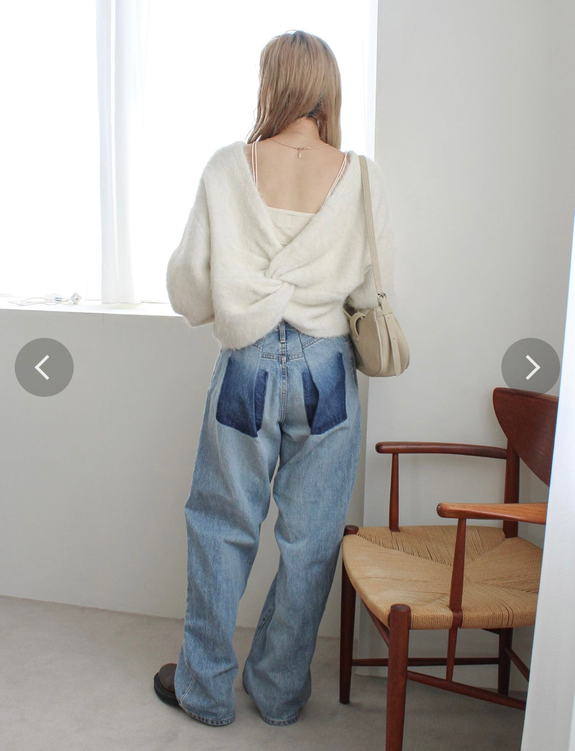 日本ungrid 秋冬新品 露背叠穿针织衫 均码 白色/红黑花色