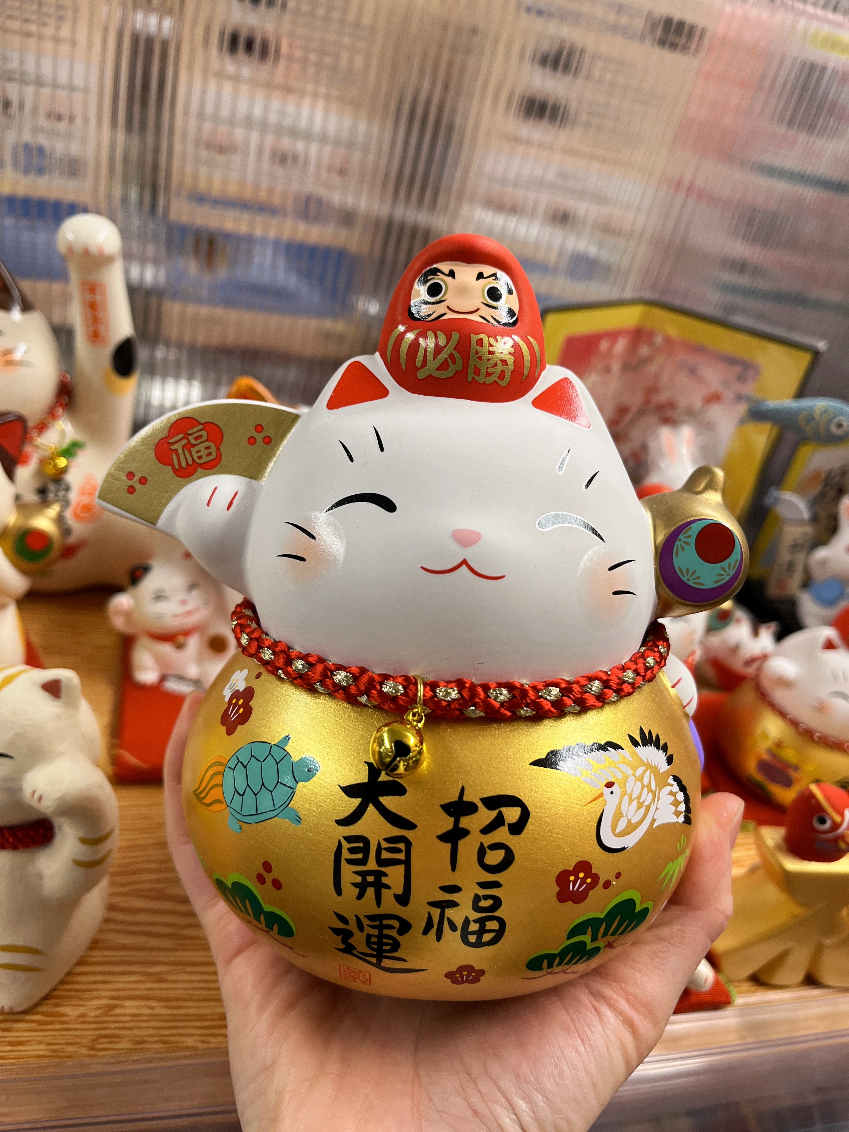 日本薬師窯金福.大.彩耀必勝达摩招财猫#7689