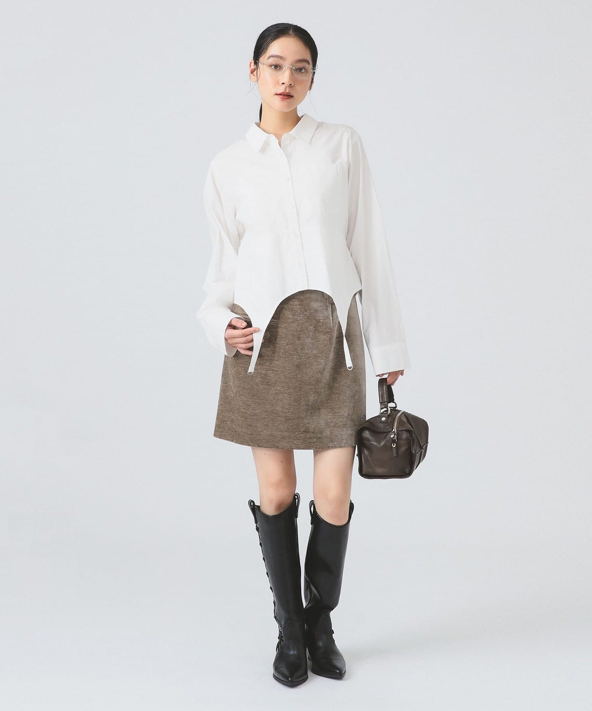 日本Beams 新品 吊袜带衬衫 白色 均码