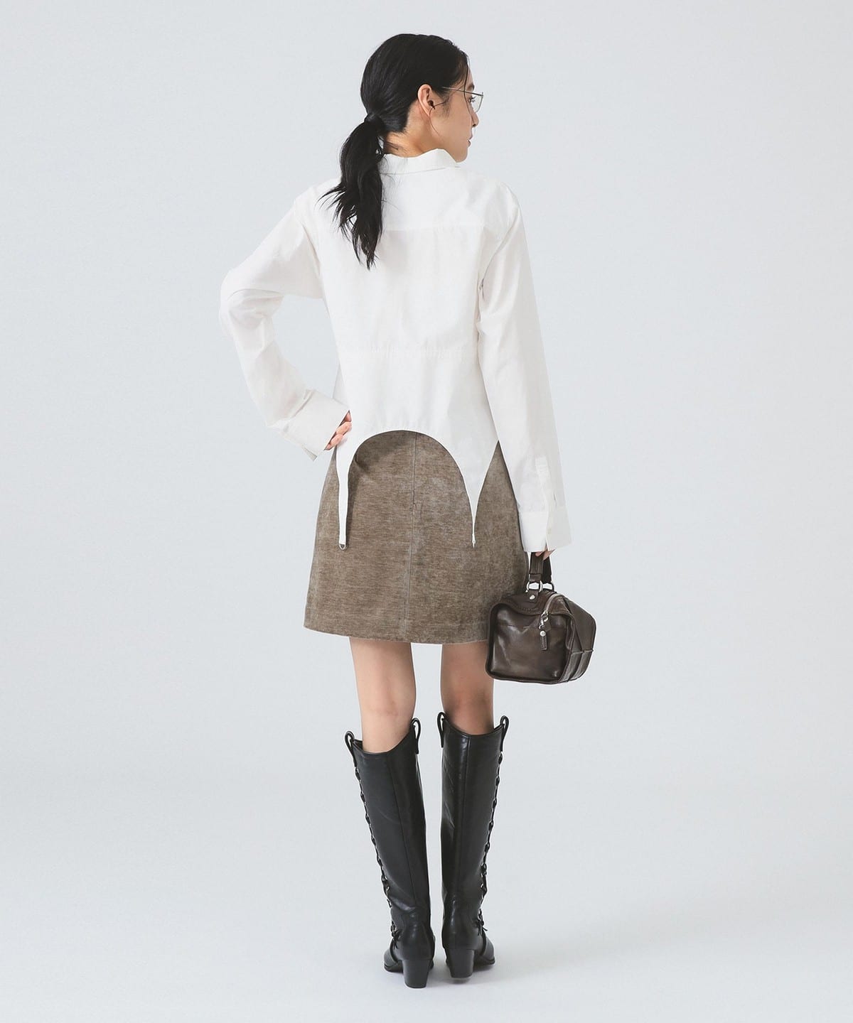 日本Beams 新品 吊袜带衬衫 白色 均码