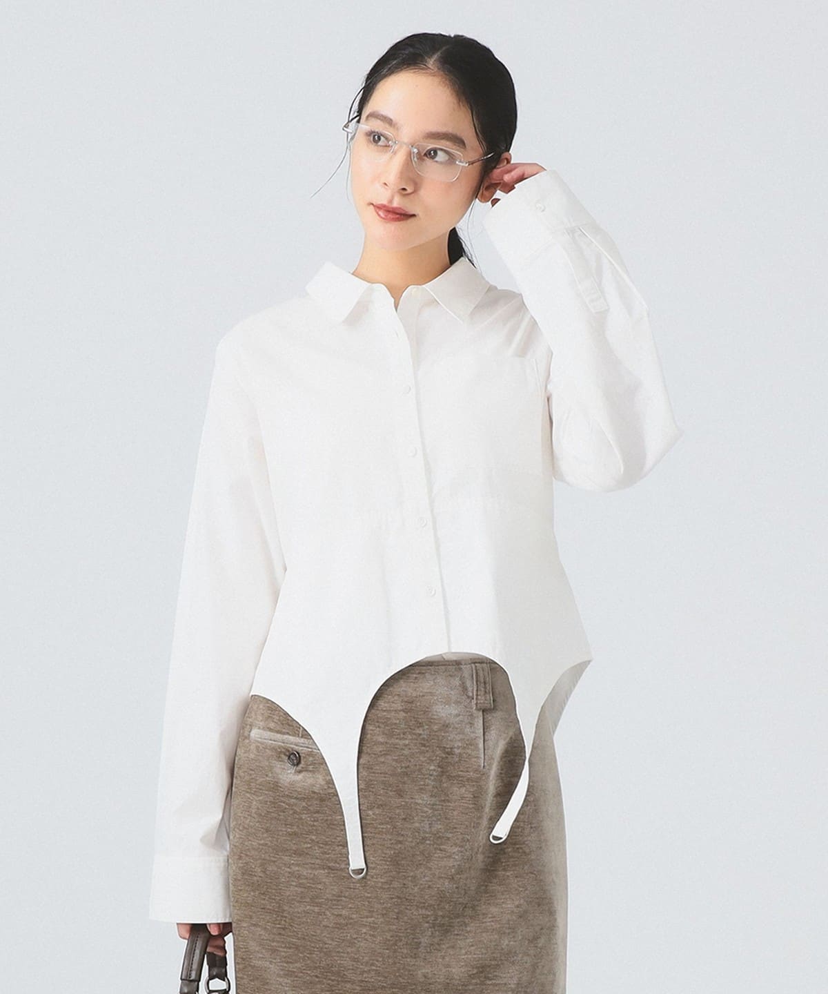 日本Beams 新品 吊袜带衬衫 白色 均码