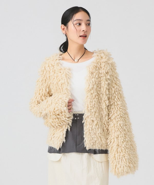 日本Beams 新品 混色针织外套 卡其色 均码