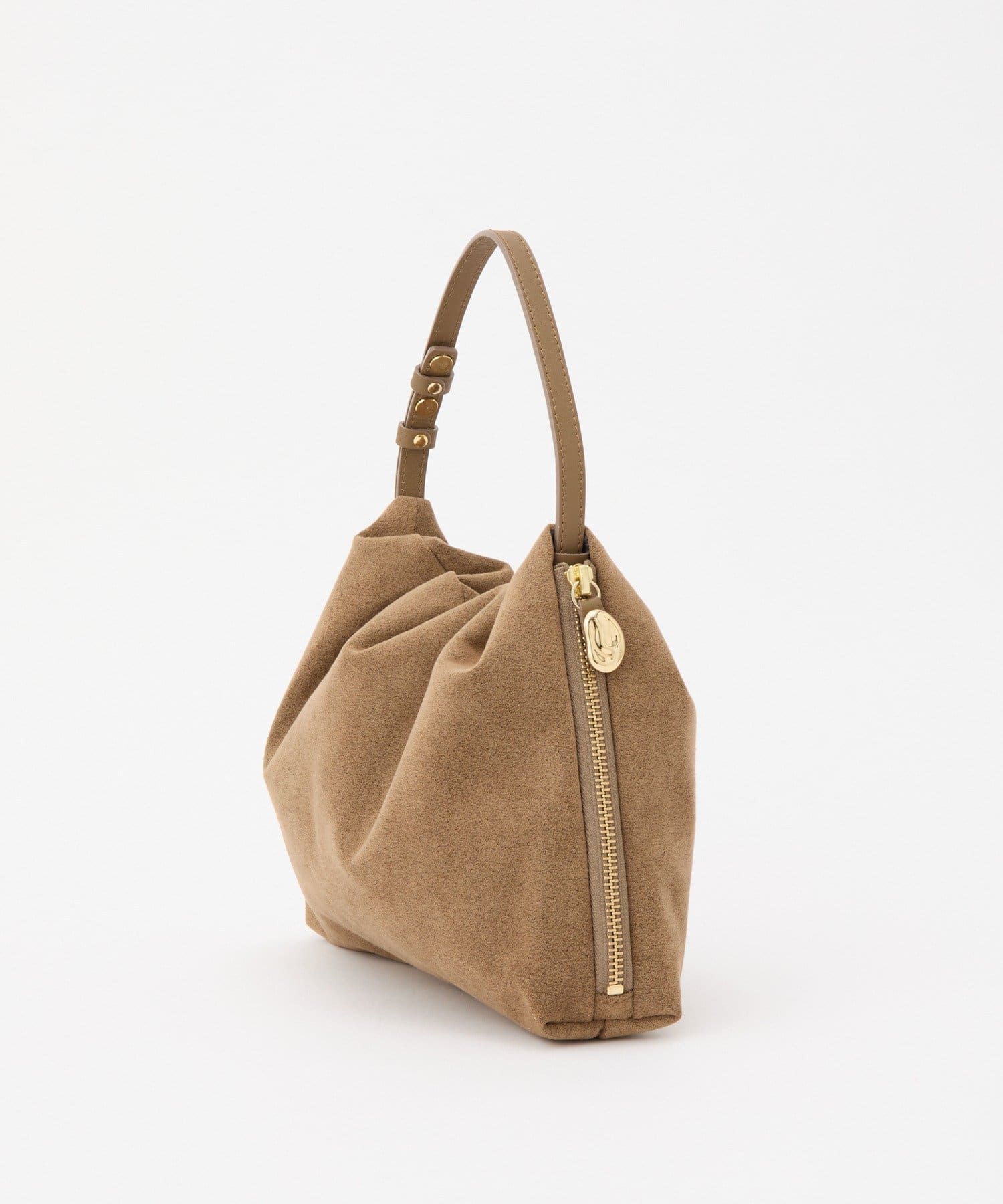 日本LE'MEGE*gemeil 联名款 麂皮两用单手柄包 卡其色（配挂件）