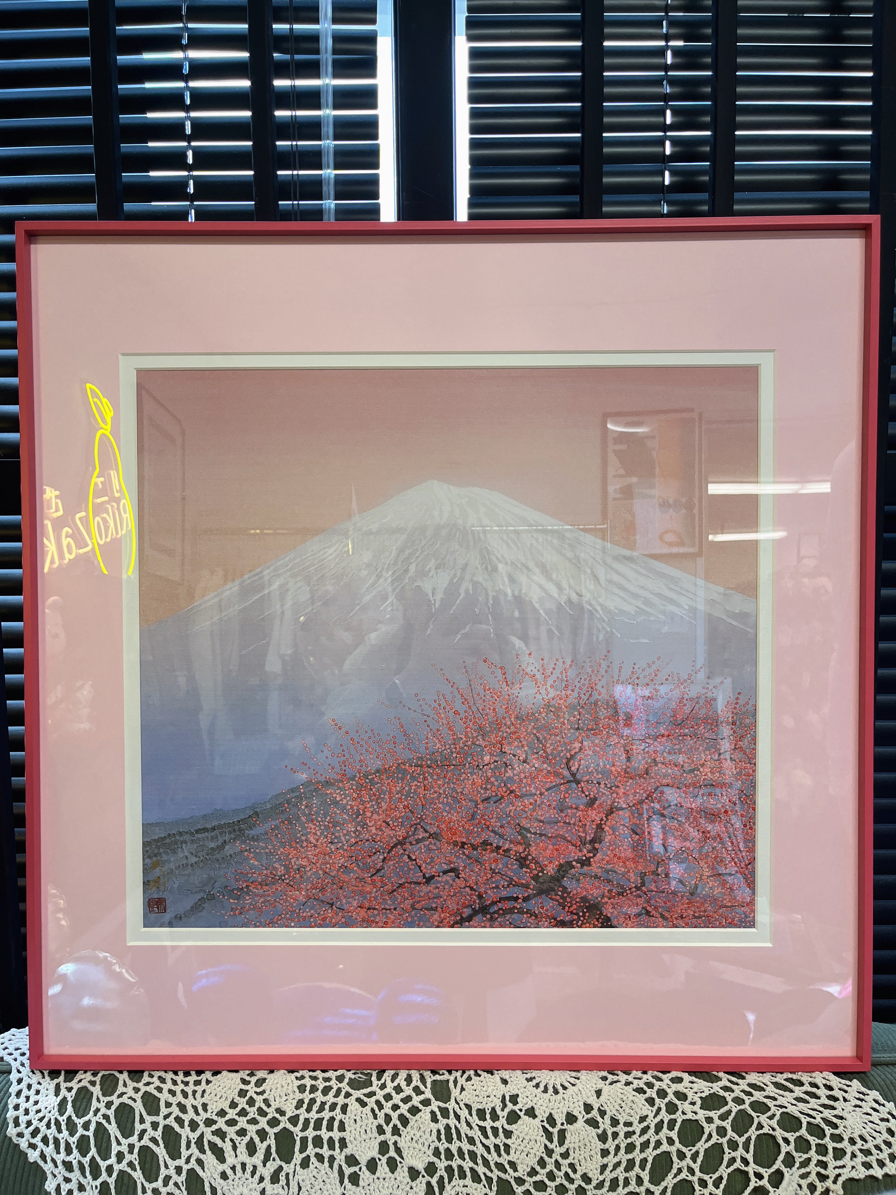 Artwork 浪漫粉樱花富士山雪景装饰画尺寸59.5*59.5cm
