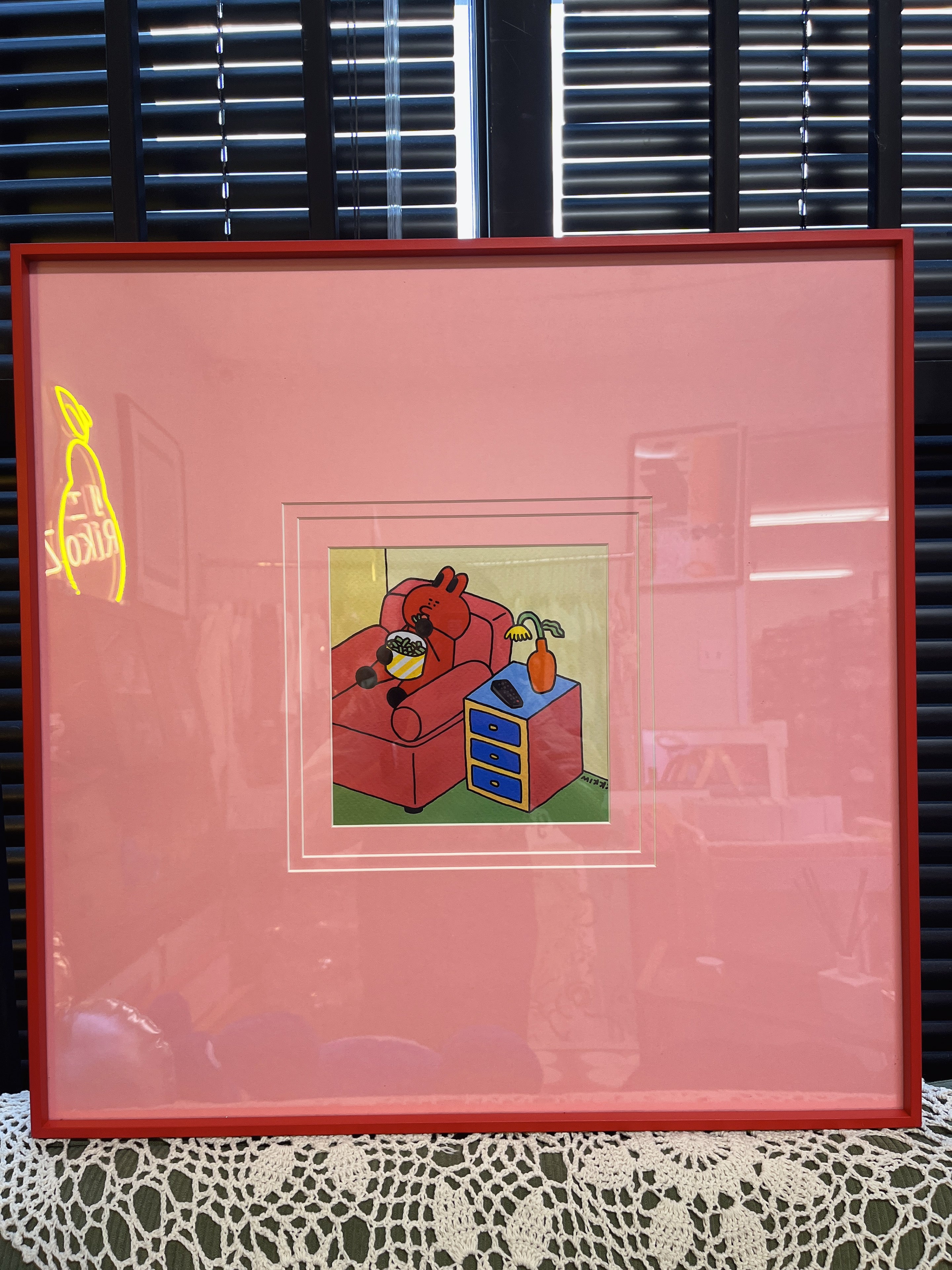 Artwork  多巴胺慵懒Pink粉小兔装饰画 尺寸50*50cm