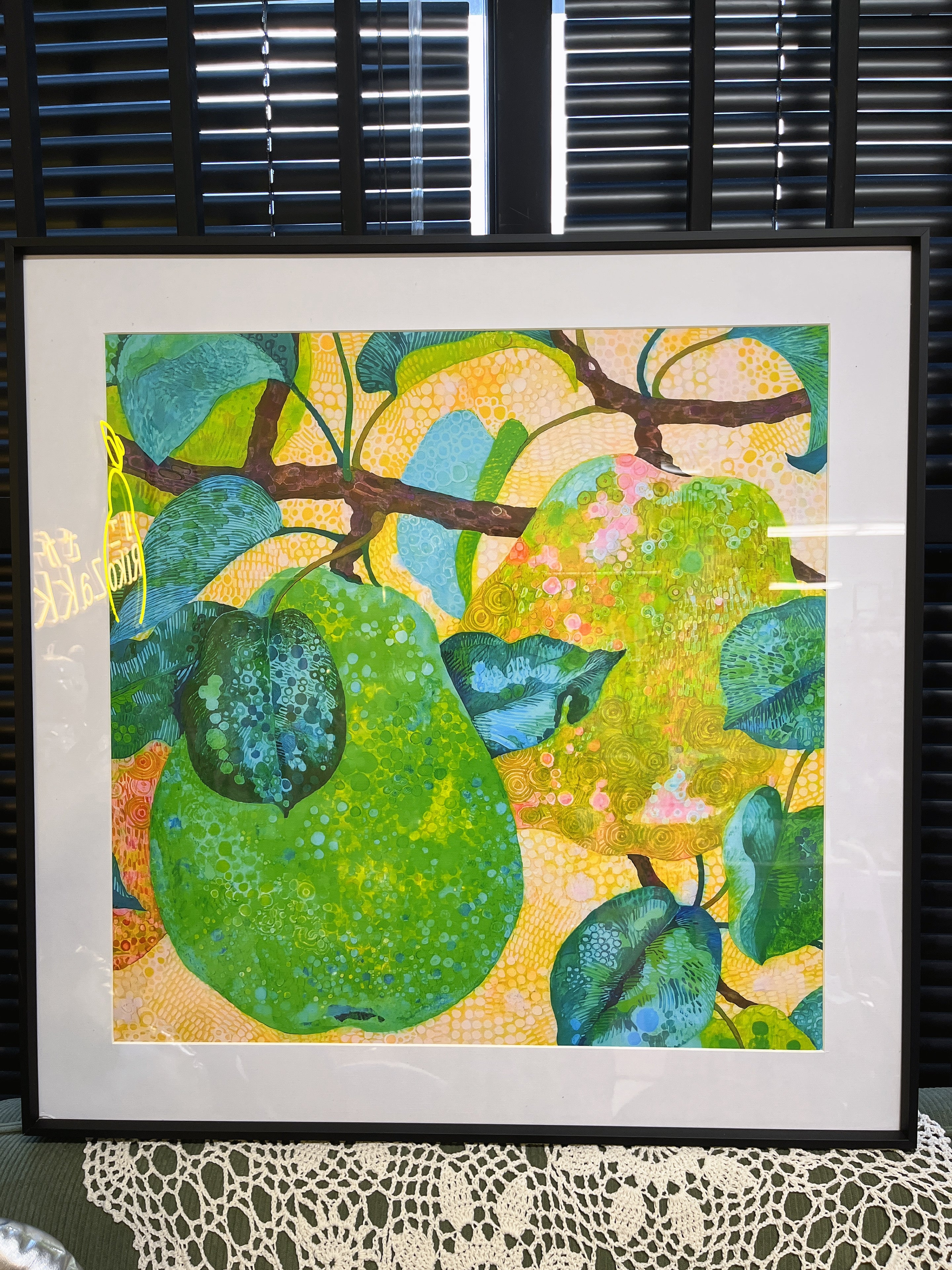 Artwork 日本栗原由子花卉甜梨装饰画尺寸60.5*60.5cm