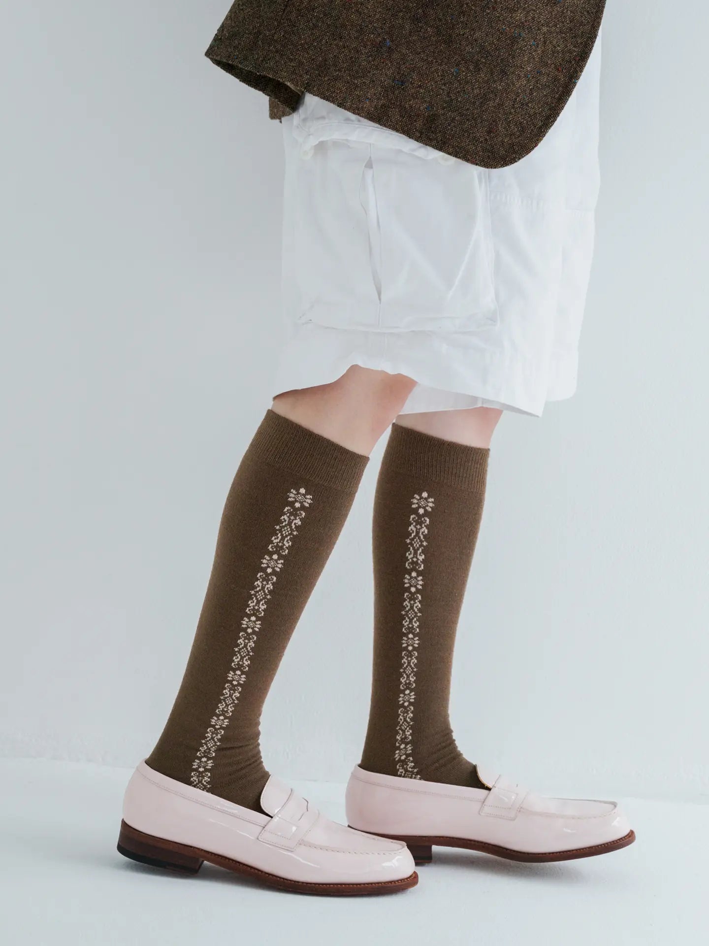 日本靴下屋 Tabio 花卉锦缎高筒袜 （22.5-24.5cm可穿）