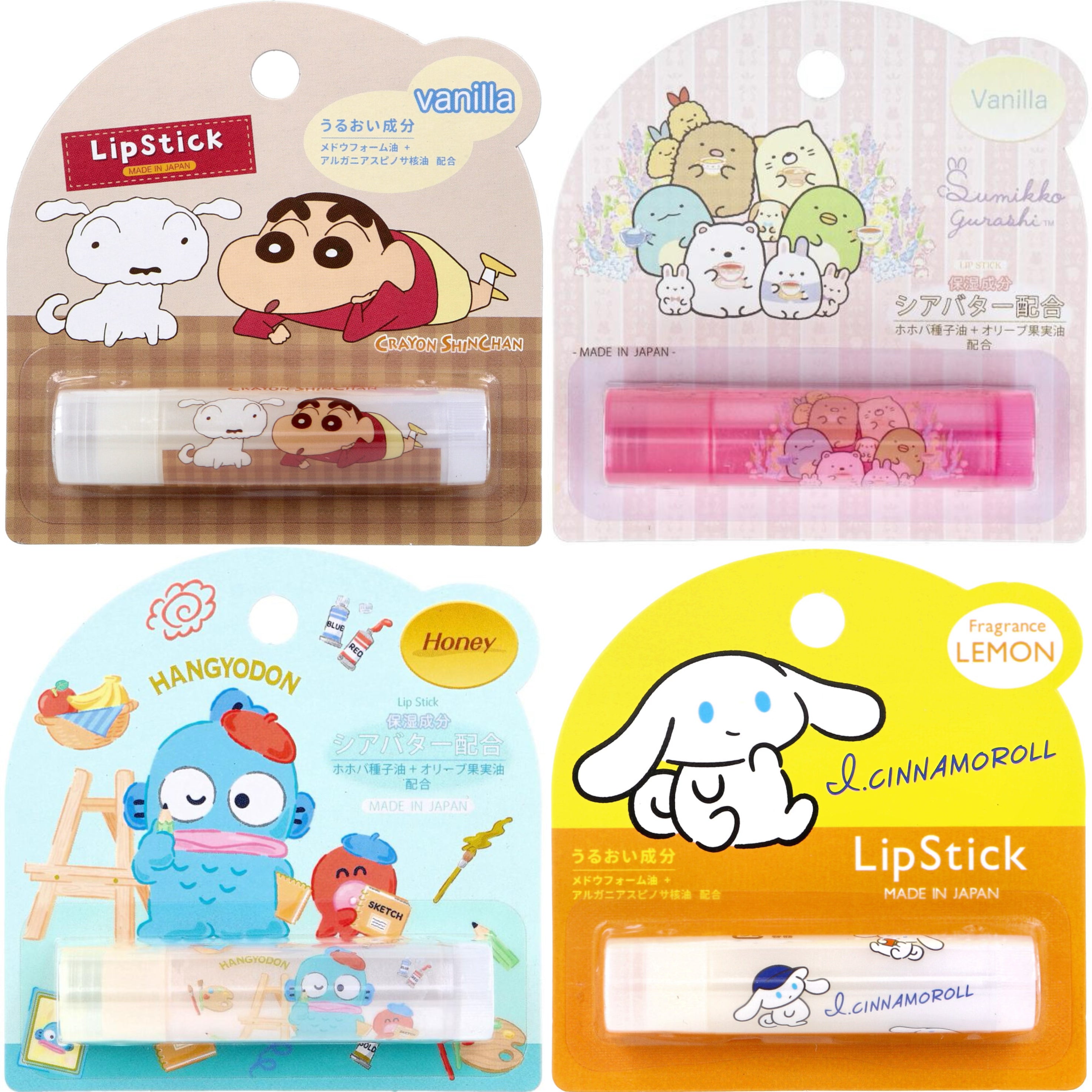 日本SANTAN可爱卡通保湿润唇膏 5g （玉桂狗、蜡笔小新、角落生物、人鱼汉顿）