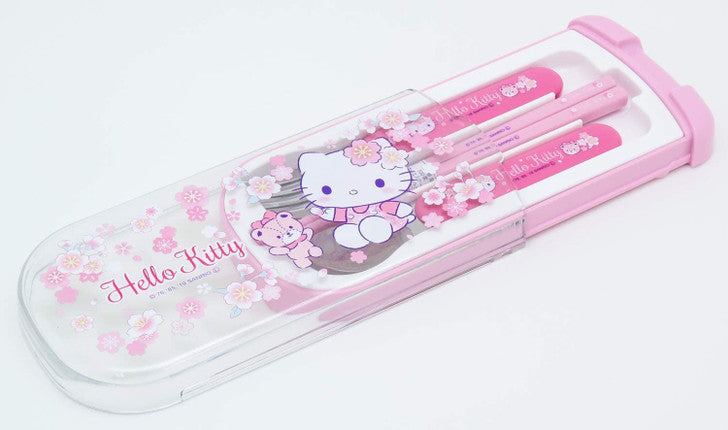 OSK X SANRIO Hello Kitty凯蒂猫 便携抗菌餐具三件套与收纳盒套组（筷子➕叉子➕勺子）