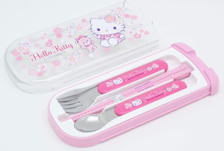 OSK X SANRIO Hello Kitty凯蒂猫 便携抗菌餐具三件套与收纳盒套组（筷子➕叉子➕勺子）