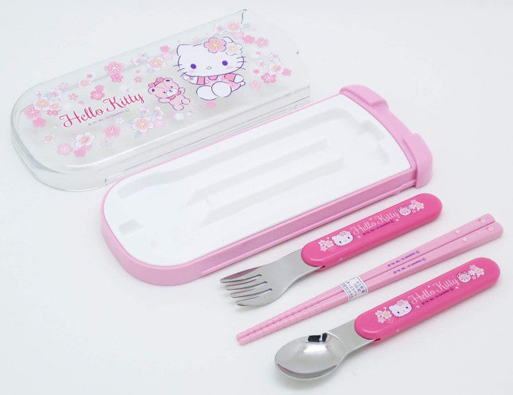 OSK X SANRIO Hello Kitty凯蒂猫 便携抗菌餐具三件套与收纳盒套组（筷子➕叉子➕勺子）