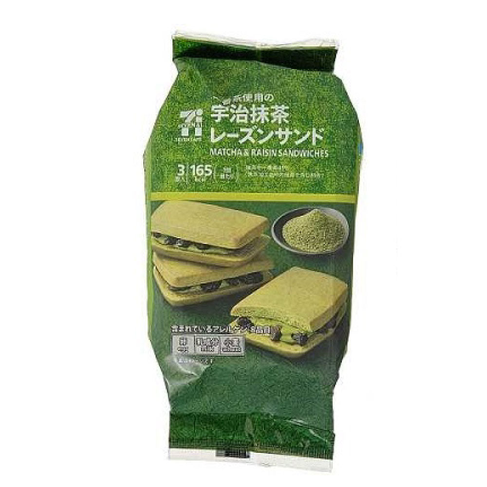日本 711 零食 抹茶三明治黄油饼 抹茶奶油葡萄干夹心 3片入（赏味期限：06/05/2026y）